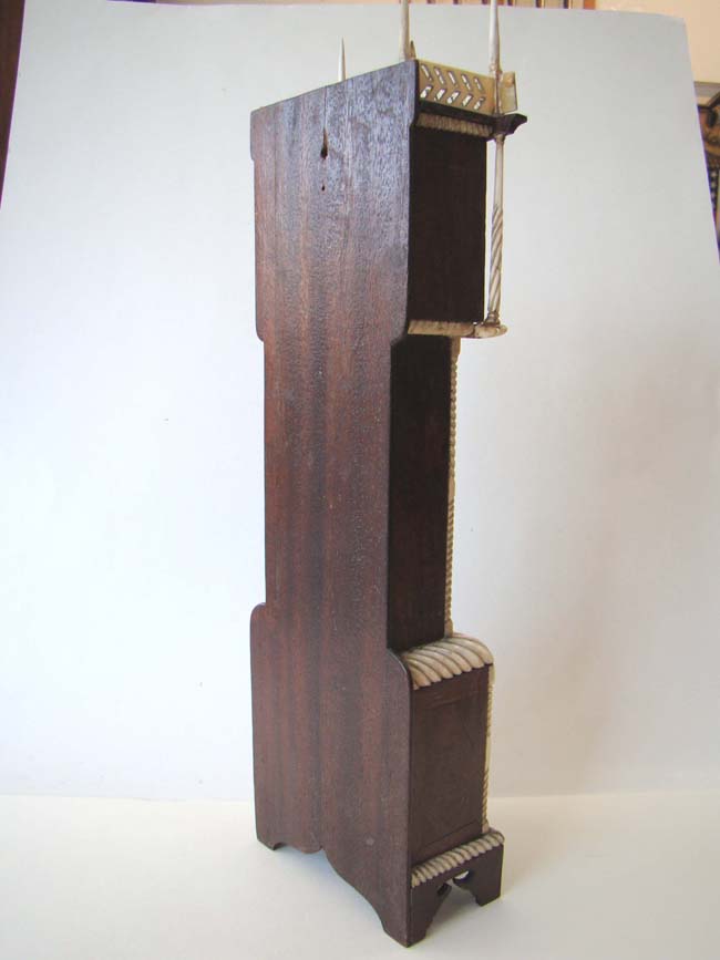 An American Sailor-Made Carved Mahogany and Ivory Tall Case Clock Watch Hutch, probably from Nantucket, circa 1820-1840 — image 5